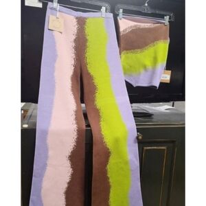 BAILEY ROSE NWT SZ M LIKE THAT HIPPIE FESTIVAL SWEATER TUBE TOP/FLARE PANTS RARE